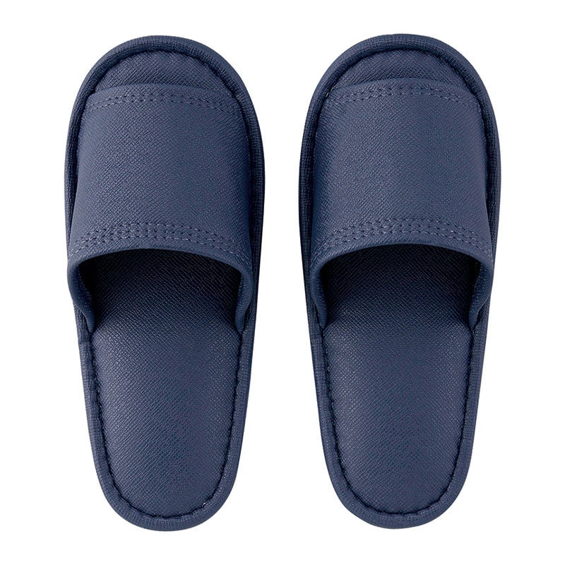 テンダイ レザー風外縫いスリッパ ダークブルー 78602 1組（ご注文単位4組）【直送品】