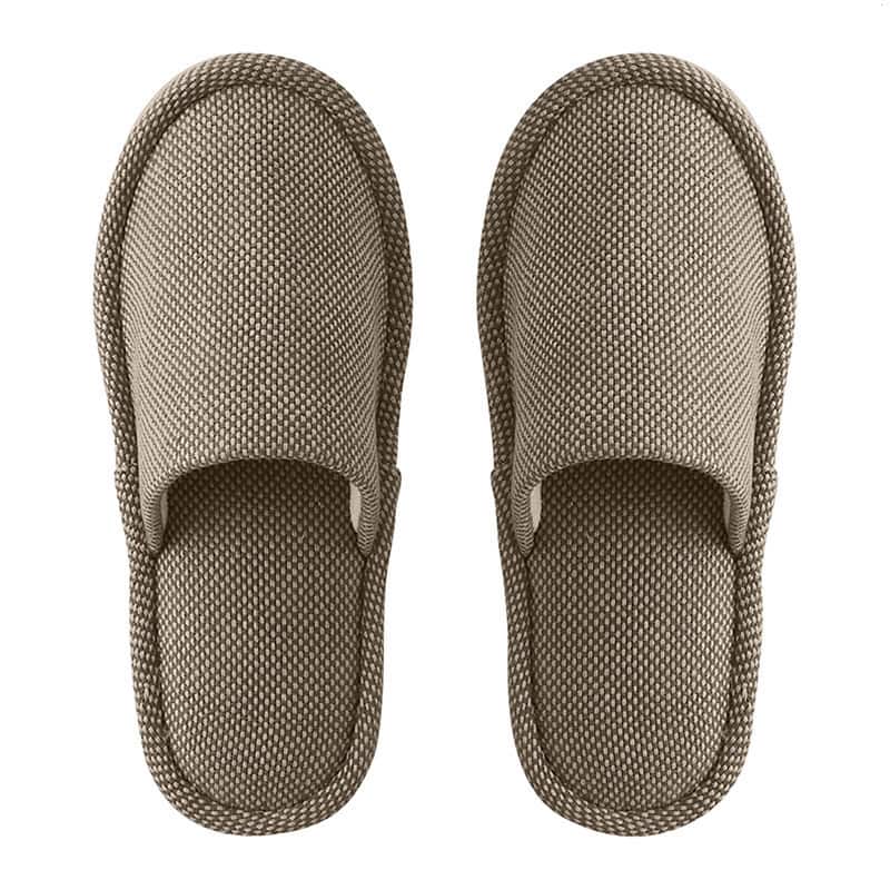 テンダイ 先染め外縫いスリッパ L ブラウン 213725 1組（ご注文単位4組）【直送品】