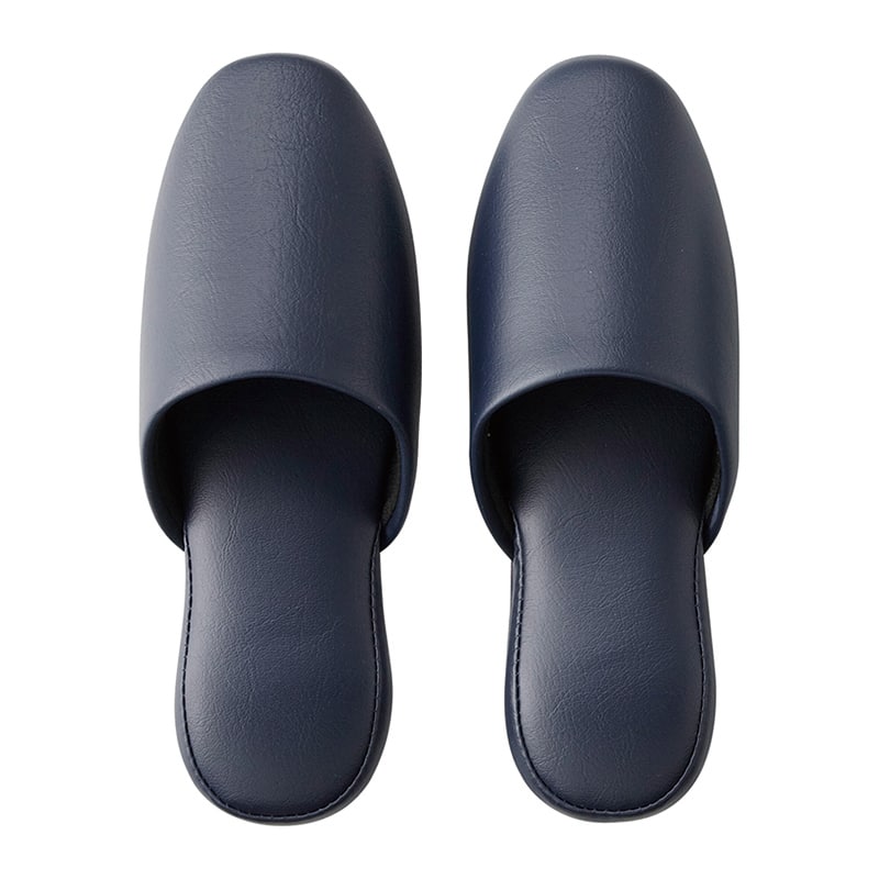 テンダイ シボナシレザースリッパ 5足組 L ネイビー 603211 1組（ご注文単位1組）【直送品】