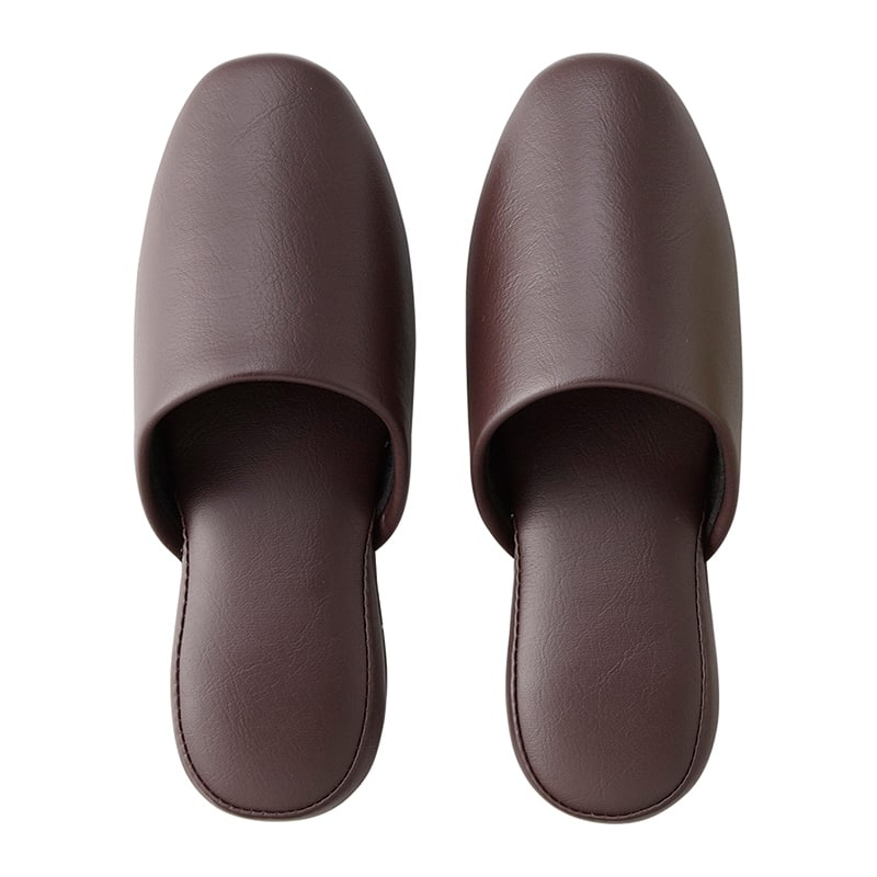 テンダイ シボナシレザースリッパ 5足組 L ダークブラウン 603266 1組（ご注文単位1組）【直送品】