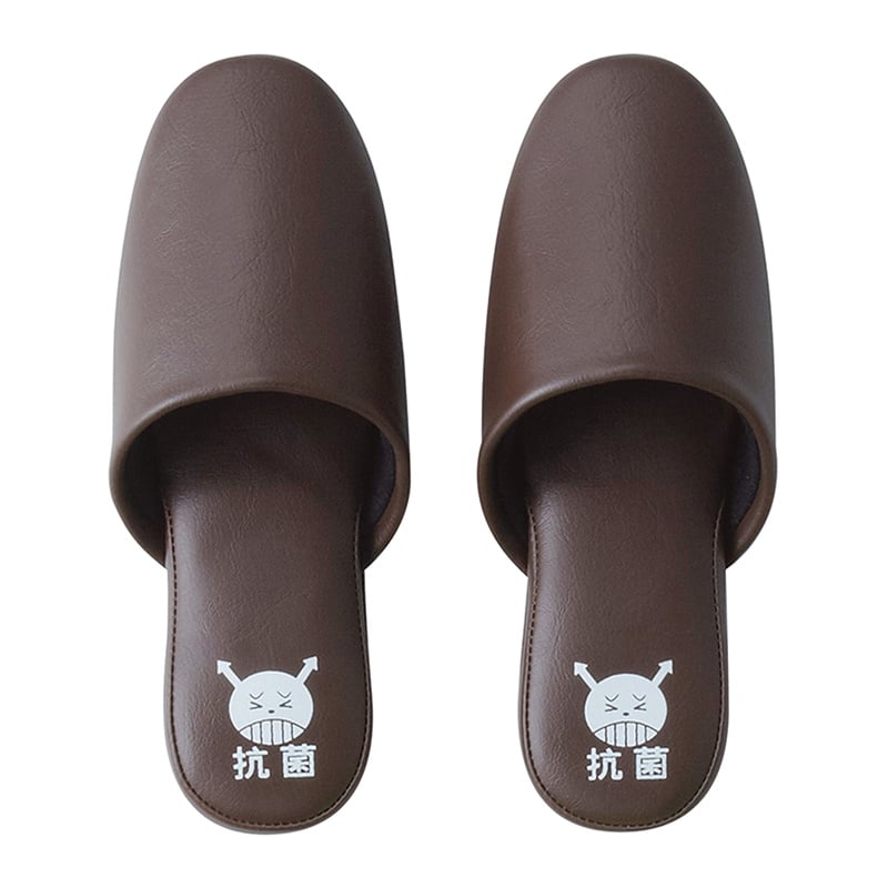 テンダイ 抗菌プリントスリッパ ブラウン 7675024 1組（ご注文単位4組）【直送品】