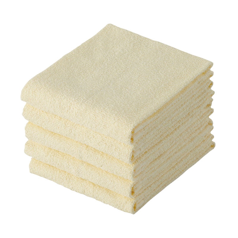 テンダイ フェイスタオル　ライトカラー 5枚組　イエロー A223113 1パック（ご注文単位5パック）【直送品】