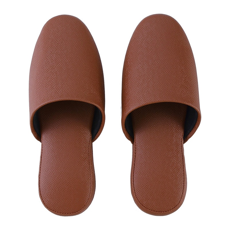 テンダイ 抗菌レザー調ビニールスリッパ 前かぶり L ブラウン 42483052 1組（ご注文単位4組）【直送品】