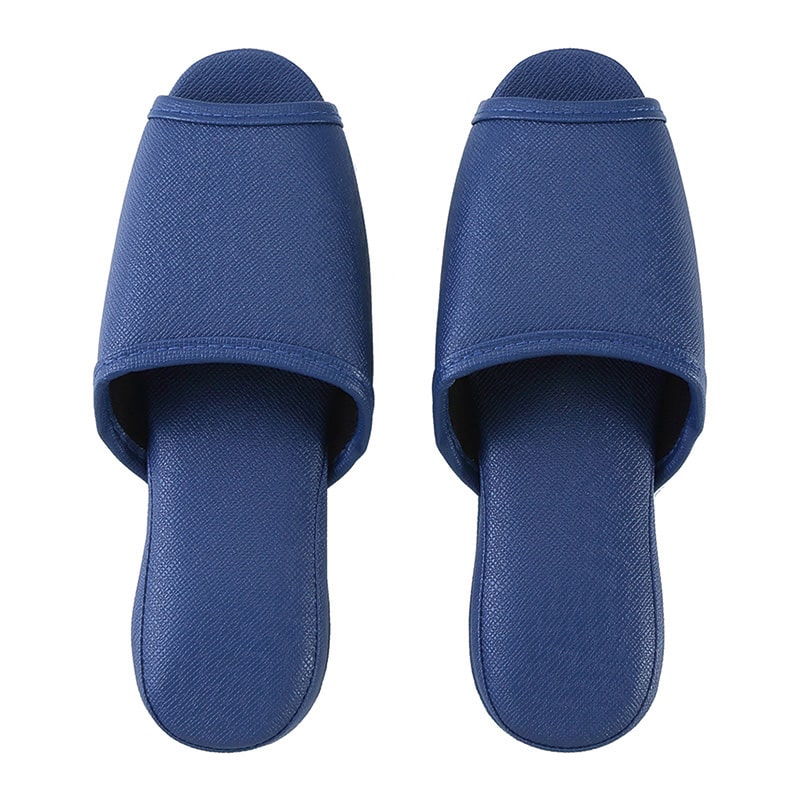 テンダイ 抗菌レザー調ビニールスリッパ 前あき M ネイビー 42550549 1組（ご注文単位4組）【直送品】