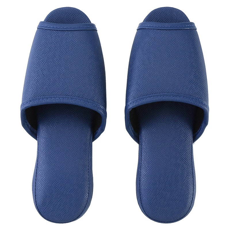 テンダイ 抗菌レザー調ビニールスリッパ 前あき L ネイビー 42550563 1組（ご注文単位4組）【直送品】