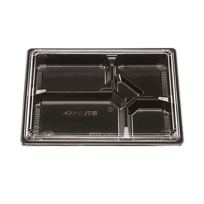 エフピコチューパ 弁当容器　松花堂　本体・蓋セット 205 黒 50組/袋（ご注文単位8袋）【直送品】