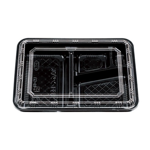 エフピコチューパ 弁当容器 M-53 本体・蓋セット 黒 100組/袋(ご注文単位8袋)【直送品】