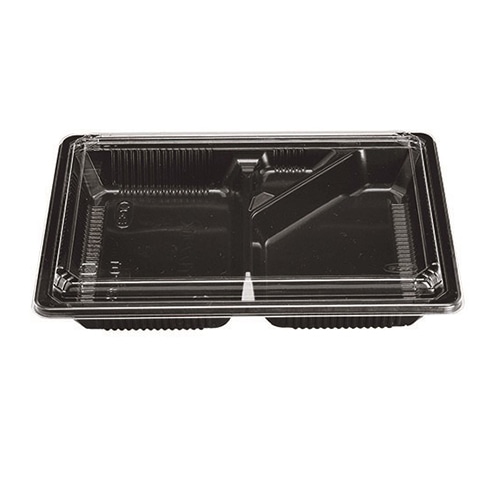 エフピコチューパ 弁当容器　松花堂　本体・蓋セット 201 黒 100組/袋（ご注文単位6袋）【直送品】