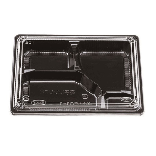 エフピコチューパ 弁当容器　松花堂　本体・蓋セット 201-1 黒 100組/袋（ご注文単位6袋）【直送品】