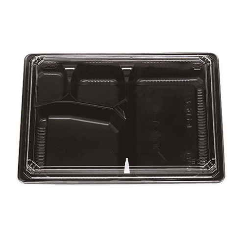 エフピコチューパ 弁当容器　松花堂　本体・蓋セット 202-1 黒 100組/袋（ご注文単位4袋）【直送品】