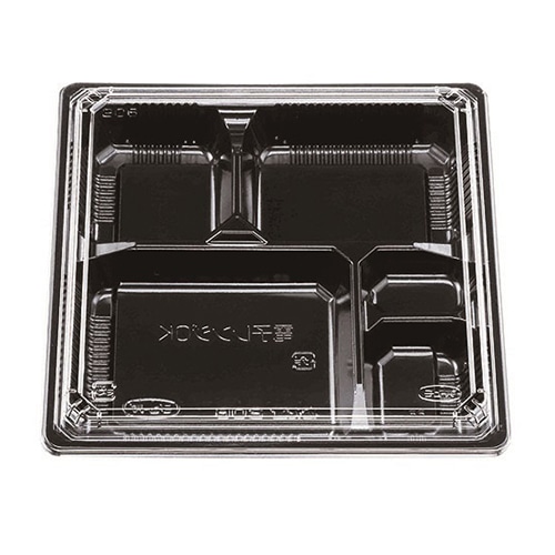 エフピコチューパ 弁当容器　松花堂　本体・蓋セット 206 黒 100組/袋（ご注文単位6袋）【直送品】
