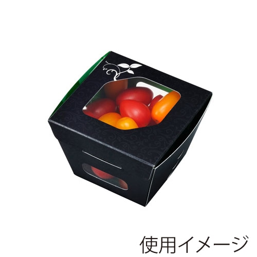 エフピコチューパ サラダ・フルーツ容器 紙ベジ 80角 FSM 黒 50枚/袋(ご注文単位12袋)【直送品】