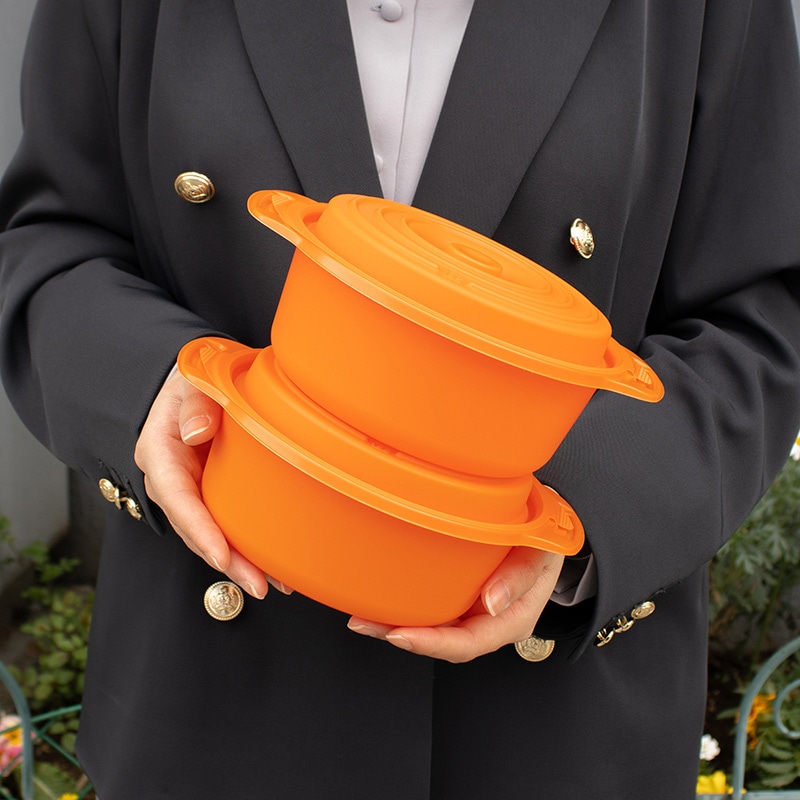 コバヤシ 鍋型容器 copotte コポット 本体 丸型 大 オレンジ 50枚/袋(ご注文単位9袋)【直送品】