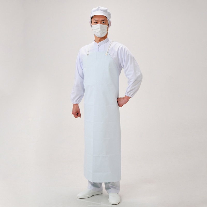 弘進ゴム エプロン　ニューターポリン胸付前掛　THC-01 白　L　丸紐 G0590BK 1枚（ご注文単位40枚）【直送品】