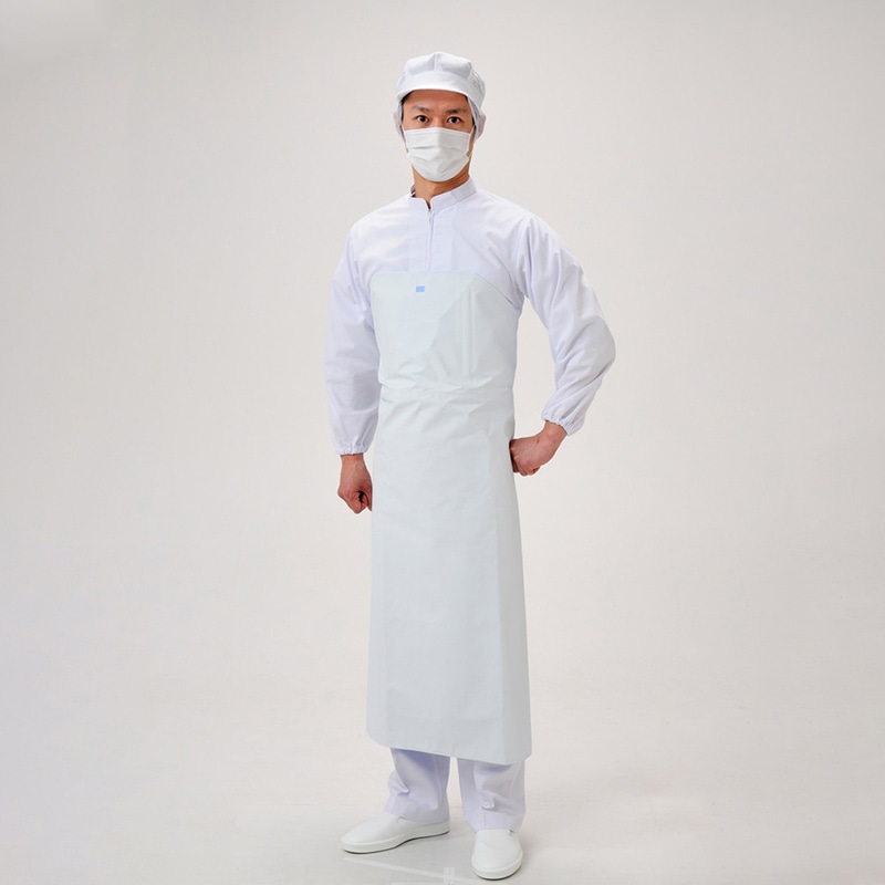 弘進ゴム エプロン　ターポリンワンタッチエプロン PVC-02　白　M G0629AB 1枚（ご注文単位40枚）【直送品】