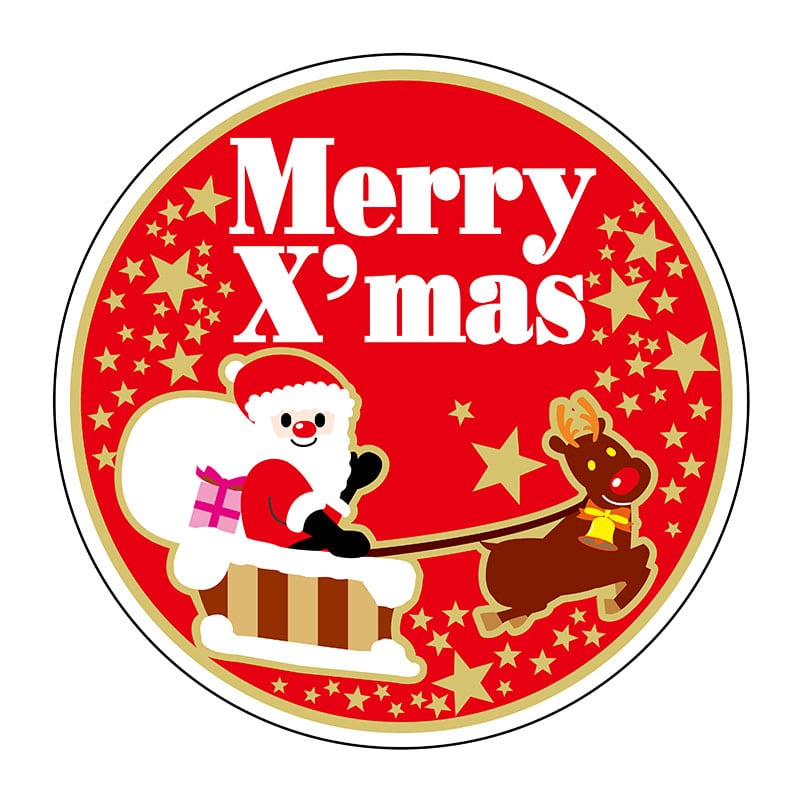 ヒカリ紙工 シール　SMラベル 500枚入  GY019 Merry X’mas 赤サンタ　1袋（ご注文単位1袋）【直送品】