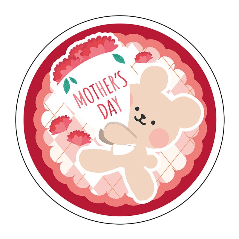 ヒカリ紙工 シール SMラベル 500枚入 GY233 MOTHER’S DAY クマ 1袋(ご注文単位1袋)【直送品】