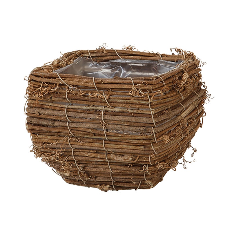 ヒルトップ 鉢カバー ラタン 3.5号角型 OJ35S 1個(ご注文単位6個)【直送品】