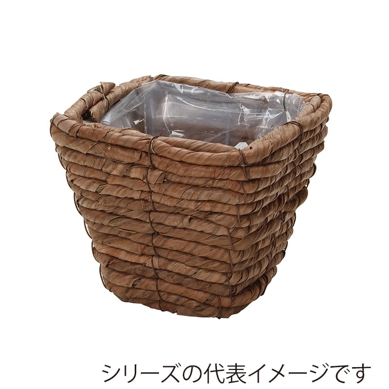 ヒルトップ 鉢カバー バナナリーフ 3.5号鉢角型 KG35 1個(ご注文単位10個)【直送品】