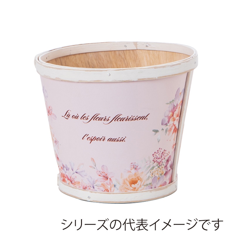 ヒルトップ スライスウッドバスケット　フローラル 6号鉢 YK60 1個（ご注文単位10個）【直送品】