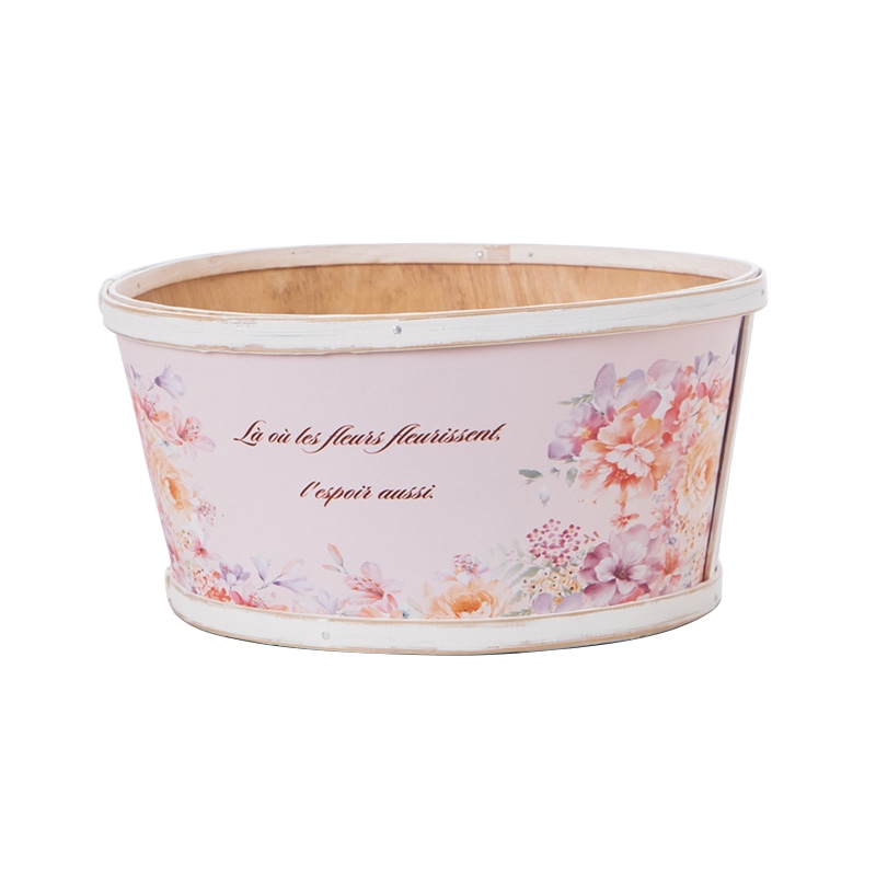 ヒルトップ スライスウッド　アレンジ鉢　フローラル φ24cm YK66 1個（ご注文単位10個）【直送品】