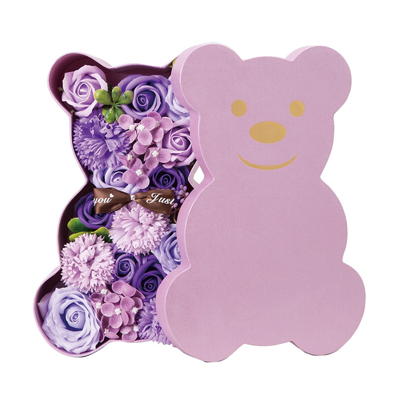 ヒルトップ ソープフラワー　ベアボックスアレンジ パープル SM-292 1個（ご注文単位1個）【直送品】