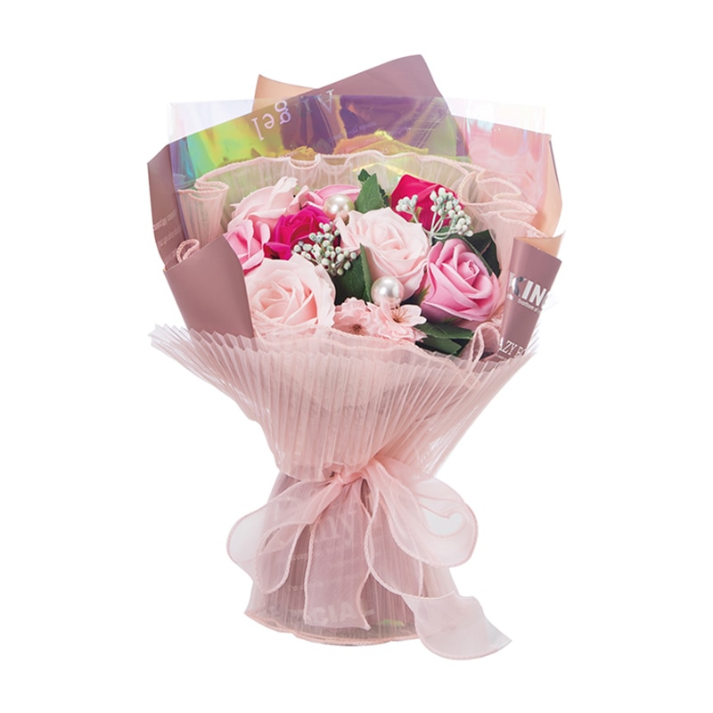 ヒルトップ ソープフラワー　ウェーブブーケ ピンク SM-673 1個（ご注文単位1個）【直送品】