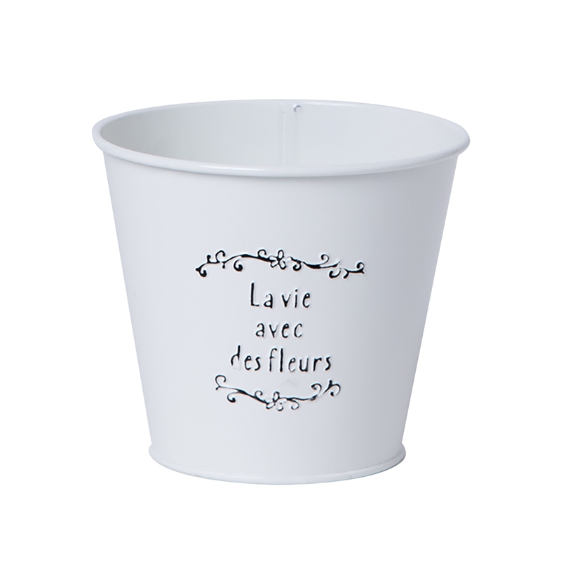 ヒルトップ カラーブリキ鉢 3.5号鉢 ホワイト SQ35W 1個(ご注文単位10個)【直送品】