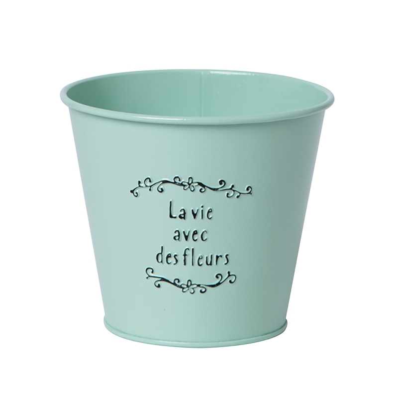 ヒルトップ カラーブリキ鉢 3.5号鉢 グリーン SQ35G 1個(ご注文単位10個)【直送品】