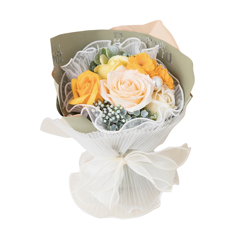 ヒルトップ ソープフラワー　ウェーブミニブーケ イエロー SM-056 1個（ご注文単位6個）【直送品】