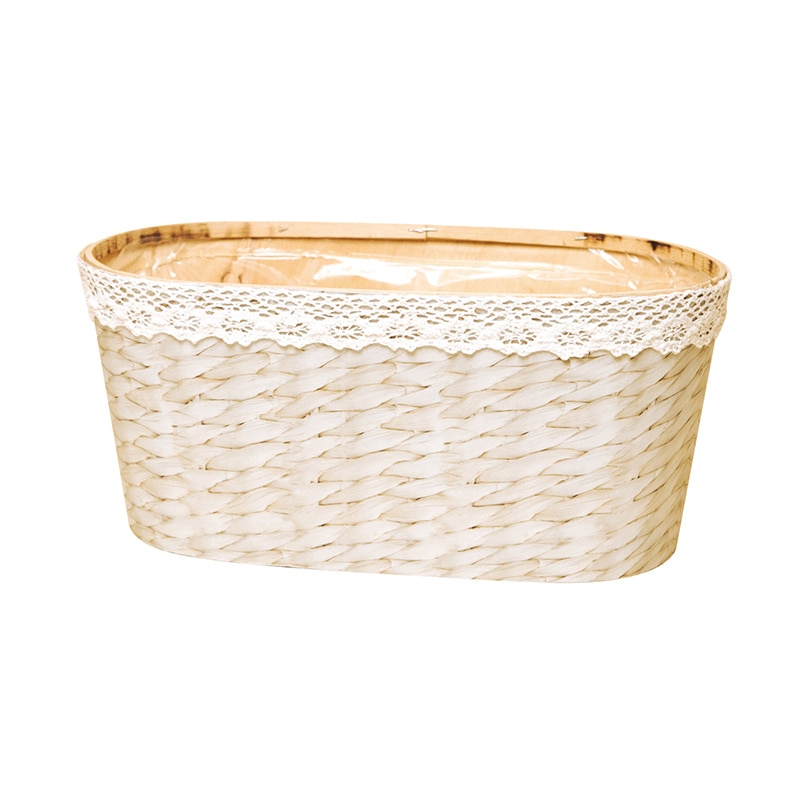 ヒルトップ プリントウッドバスケット　フリル 4号連鉢 JH402 1個（ご注文単位10個）【直送品】