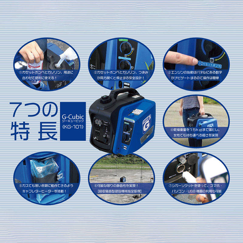 ニチネン 発電機 ジーキュービック KG-101 170001 1台(ご注文単位1台)【直送品】