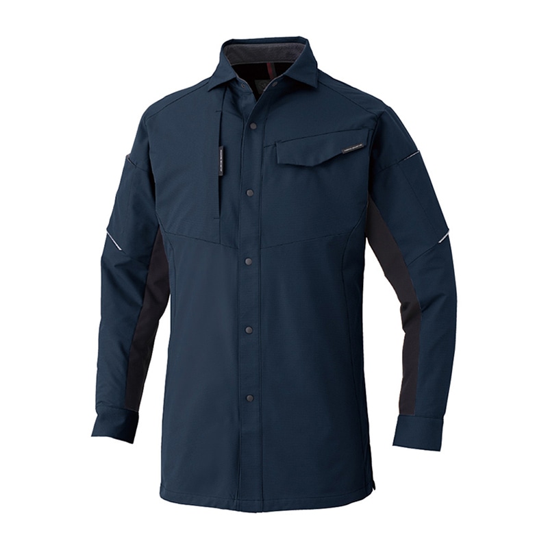 コーコス信岡 ストレッチ長袖シャツ A-7068 ネイビー LL 1枚（ご注文単位1枚）【直送品】