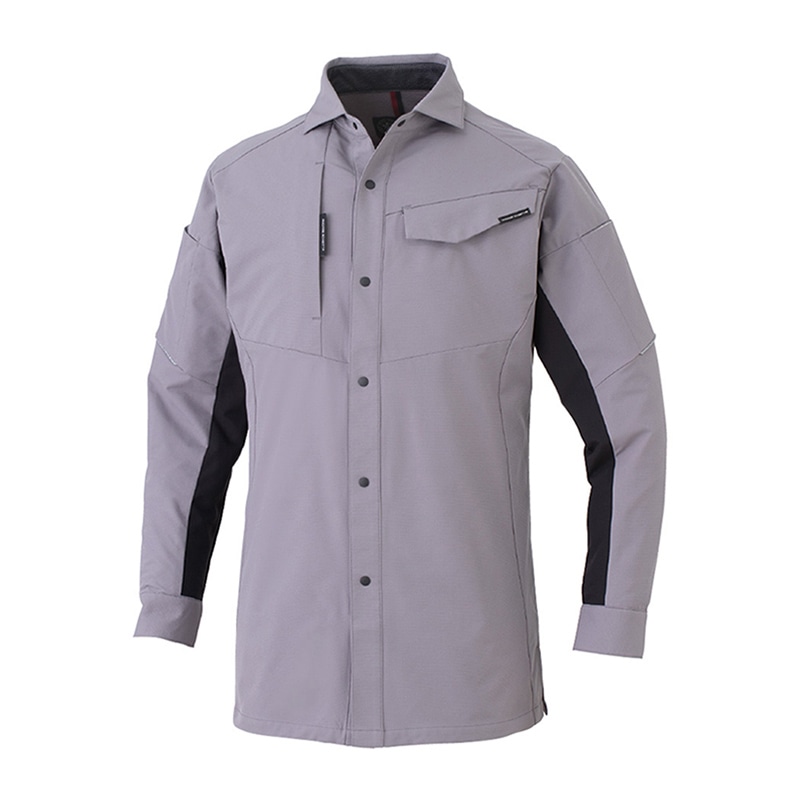 コーコス信岡 ストレッチ長袖シャツ A-7068 グレー S 1枚（ご注文単位1枚）【直送品】