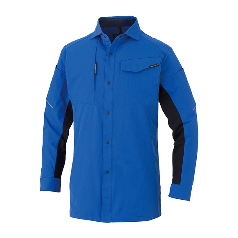 コーコス信岡 ストレッチ長袖シャツ A-7068 ブルー LL 1枚（ご注文単位1枚）【直送品】