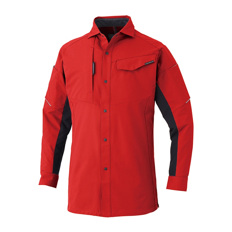 コーコス信岡 ストレッチ長袖シャツ A-7068 レッド 6L 1枚（ご注文単位1枚）【直送品】