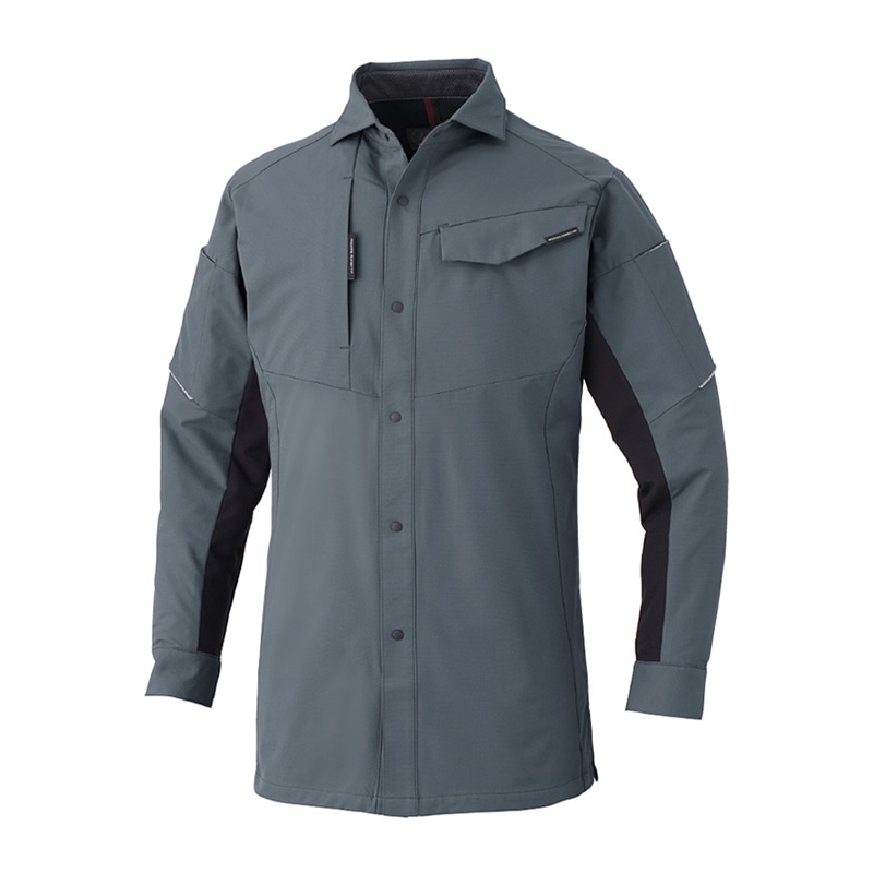 コーコス信岡 ストレッチ長袖シャツ A-7068 チャコール LL 1枚（ご注文単位1枚）【直送品】