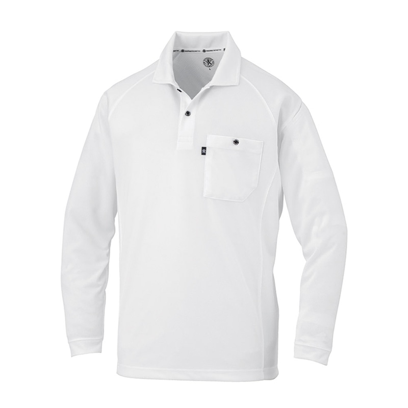 コーコス信岡 長袖ポロシャツ リラックスフィット AS-1758 ホワイト 5L 1枚（ご注文単位1枚）【直送品】