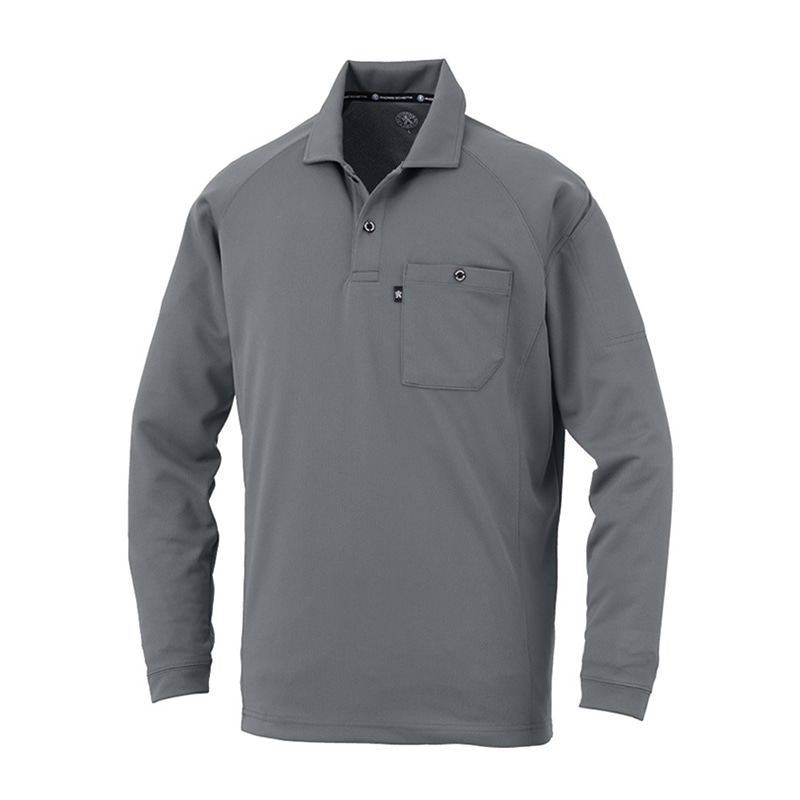 コーコス信岡 長袖ポロシャツ リラックスフィット AS-1758 グレー M 1枚（ご注文単位1枚）【直送品】