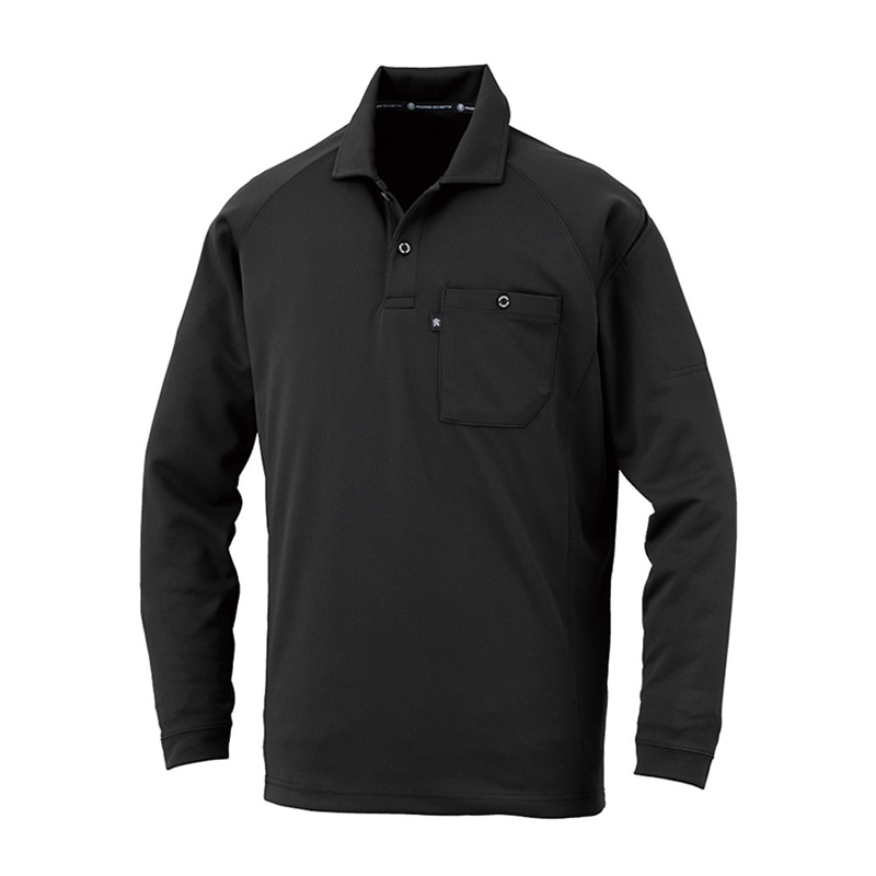 コーコス信岡 長袖ポロシャツ リラックスフィット AS-1758 ブラック LL 1枚（ご注文単位1枚）【直送品】