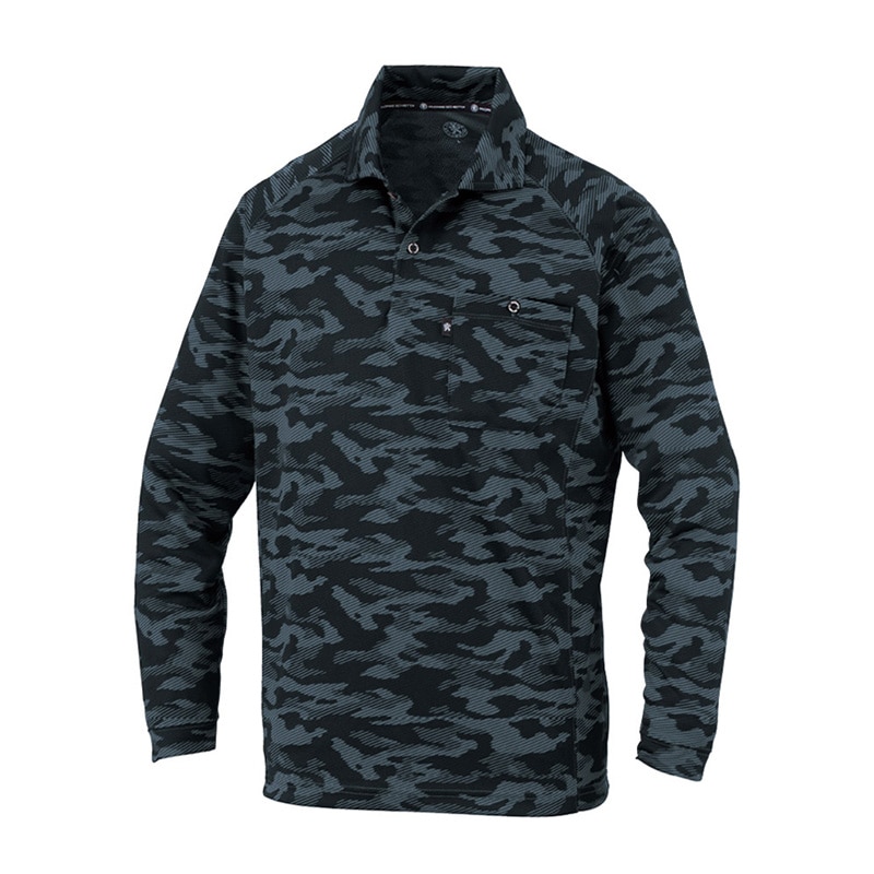 コーコス信岡 長袖ポロシャツ リラックスフィット AS-1758 ディアゴブラック 5L 1枚（ご注文単位1枚）【直送品】