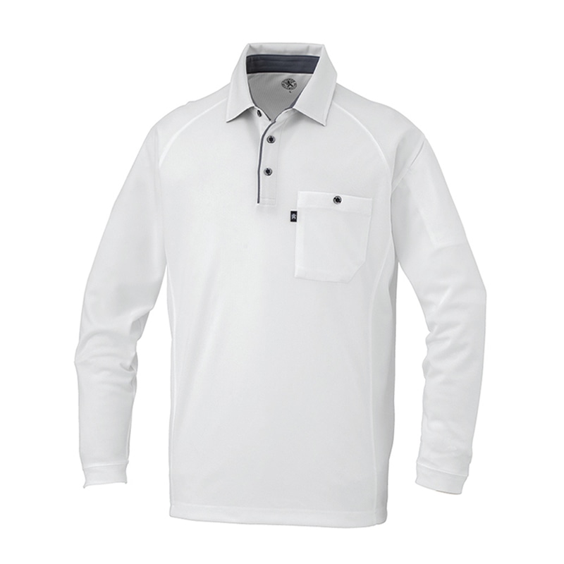 コーコス信岡 長袖ポロシャツ リラックスフィット AS-2758 ホワイト 3L 1枚（ご注文単位1枚）【直送品】