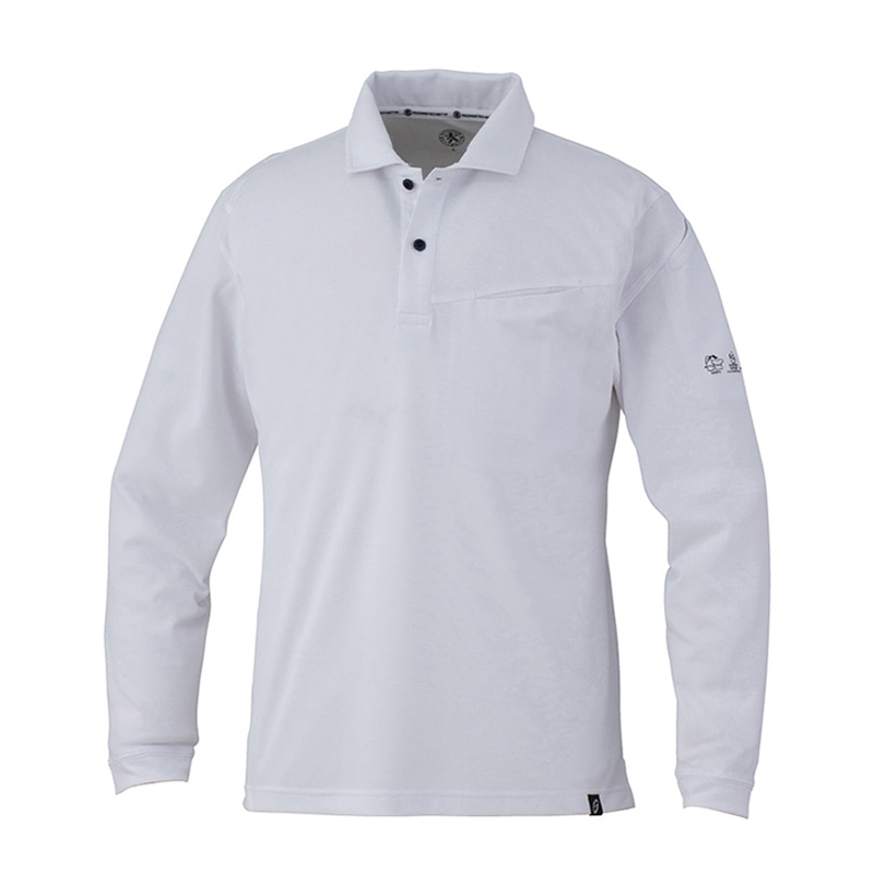 コーコス信岡 ニオイクリア エコ制電 長袖ポロシャツ AE-1728 ホワイト SS 1枚（ご注文単位1枚）【直送品】