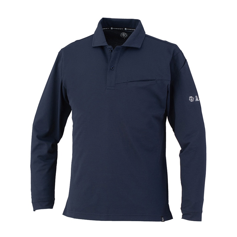 コーコス信岡 ニオイクリア エコ制電 長袖ポロシャツ AE-1728 ネイビー LL 1枚（ご注文単位1枚）【直送品】