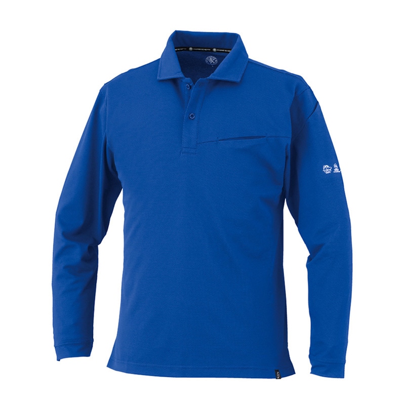 コーコス信岡 ニオイクリア エコ制電 長袖ポロシャツ AE-1728 ブルー M 1枚（ご注文単位1枚）【直送品】