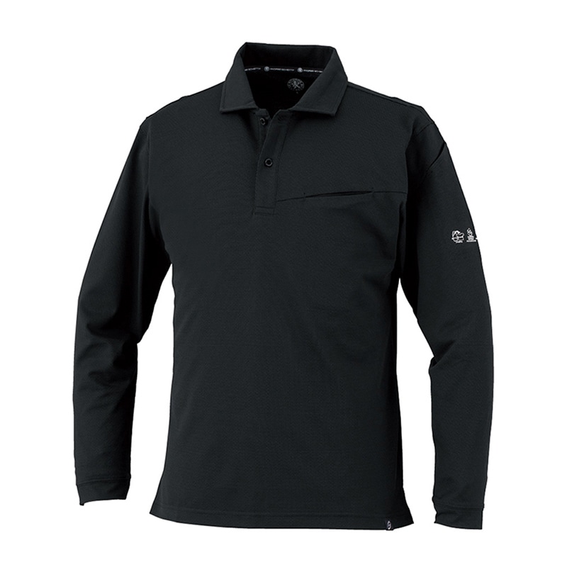 コーコス信岡 ニオイクリア エコ制電 長袖ポロシャツ AE-1728 ブラック 3L 1枚（ご注文単位1枚）【直送品】