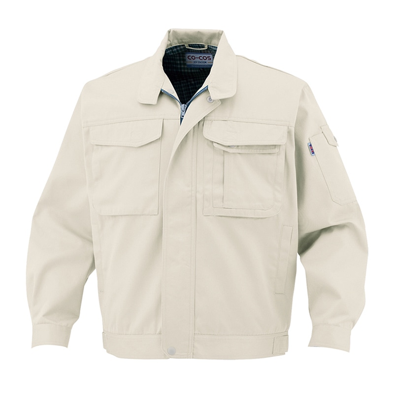 コーコス信岡 製品制電 ブルゾン 前ファスナー J-1461 アイボリー LL 1枚(ご注文単位1枚)【直送品】