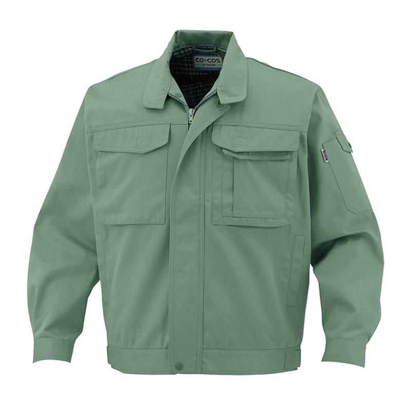 コーコス信岡 製品制電 ブルゾン 前ファスナー J-1461 グリーン 5L 1枚(ご注文単位1枚)【直送品】