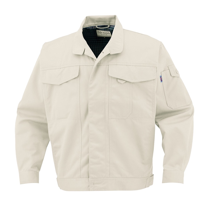 コーコス信岡 製品制電 ブルゾン 前ヒヨクボタン J-1462 アイボリー L 1枚(ご注文単位1枚)【直送品】