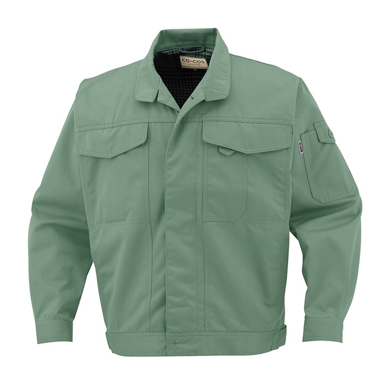 コーコス信岡 製品制電 ブルゾン 前ヒヨクボタン J-1462 グリーン L 1枚(ご注文単位1枚)【直送品】